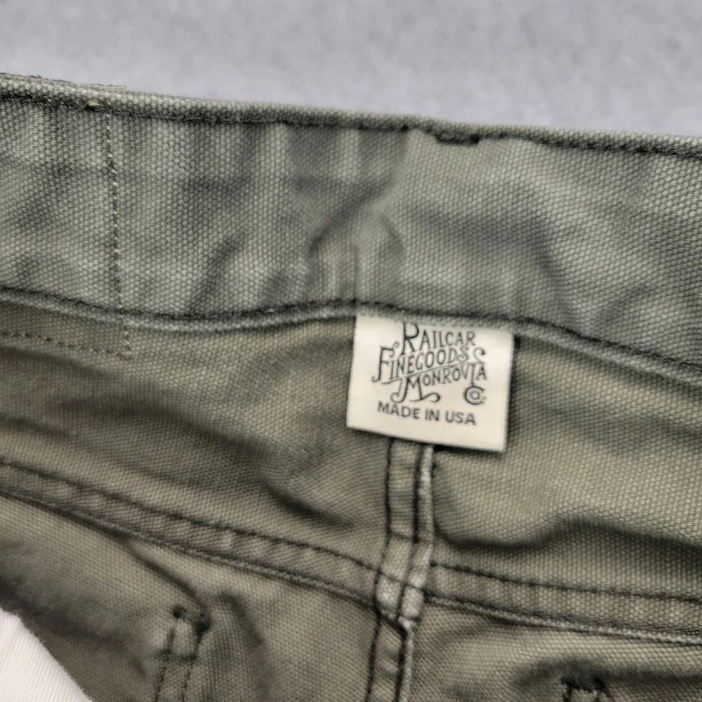 Railcar Fine Goods Flight Trousers Mens 31 Olive Green Canvas Slim Straight USA